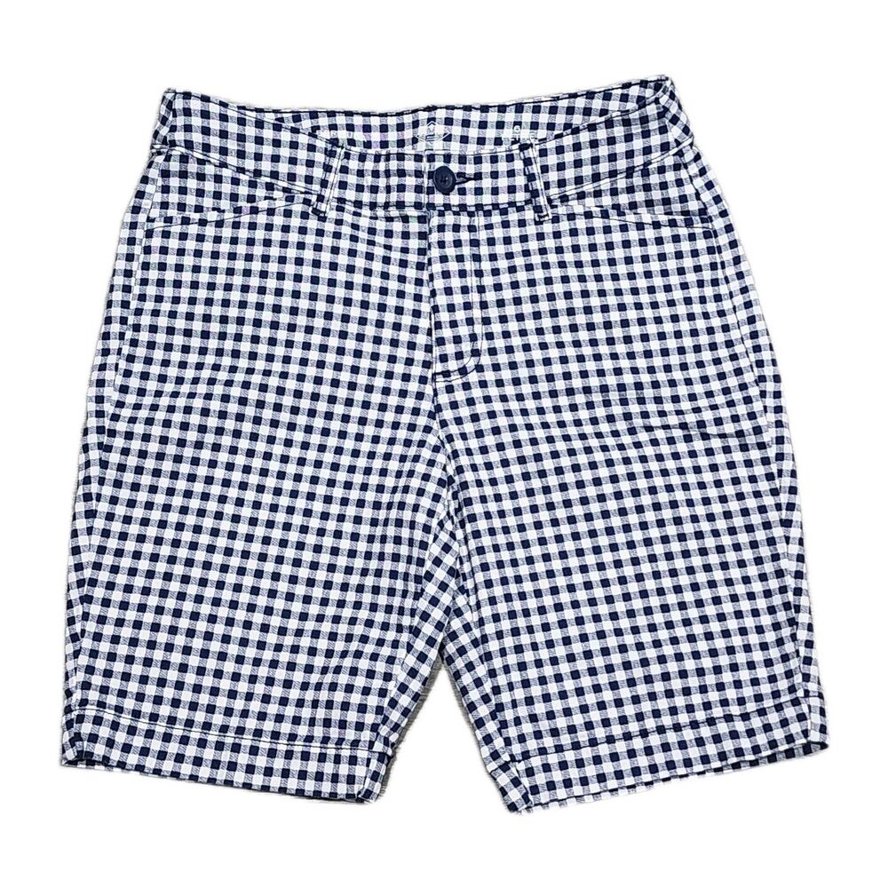 St John's Bay Bermuda Shorts Women's Blue White Gingham Stretch Sizes 6 Petite